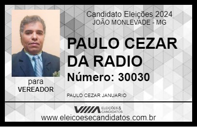 Candidato PAULO CEZAR DA RADIO 2024 - JOÃO MONLEVADE - Eleições