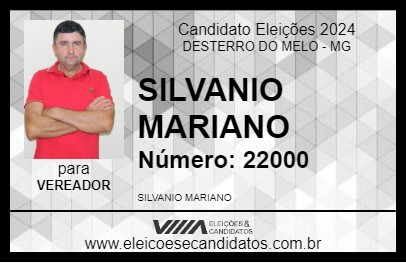 Candidato SILVANIO MARIANO 2024 - DESTERRO DO MELO - Eleições