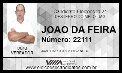 Candidato JOAO DA FEIRA 2024 - DESTERRO DO MELO - Eleições