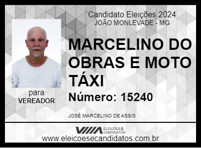 Candidato MARCELINO DO OBRAS E MOTO TÁXI 2024 - JOÃO MONLEVADE - Eleições