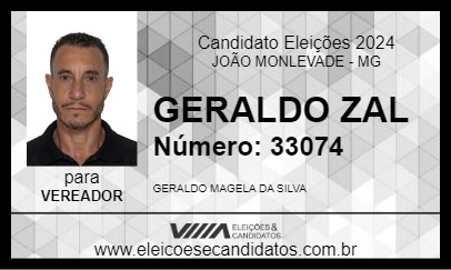 Candidato GERALDO ZAL 2024 - JOÃO MONLEVADE - Eleições