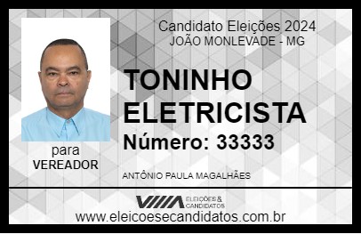 Candidato TONINHO ELETRICISTA 2024 - JOÃO MONLEVADE - Eleições