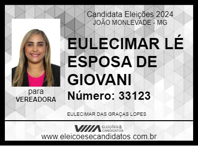 Candidato EULECIMAR LÉ ESPOSA DE GIOVANI 2024 - JOÃO MONLEVADE - Eleições