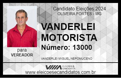 Candidato VANDERLEI MOTORISTA 2024 - OLIVEIRA FORTES - Eleições