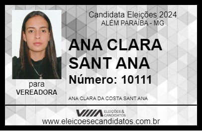 Candidato ANA CLARA SANT ANA 2024 - ALÉM PARAÍBA - Eleições