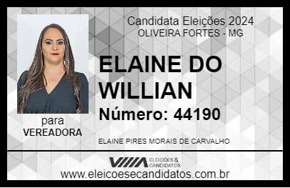 Candidato ELAINE DO WILLIAN 2024 - OLIVEIRA FORTES - Eleições