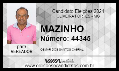 Candidato MAZINHO 2024 - OLIVEIRA FORTES - Eleições