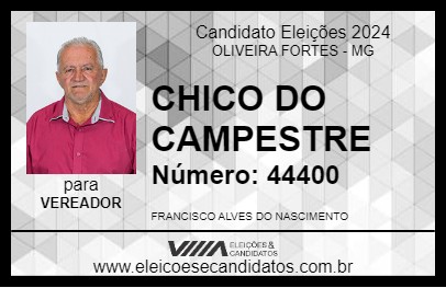 Candidato CHICO DO CAMPESTRE 2024 - OLIVEIRA FORTES - Eleições