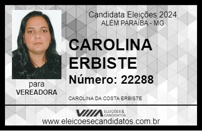 Candidato CAROLINA ERBISTE 2024 - ALÉM PARAÍBA - Eleições