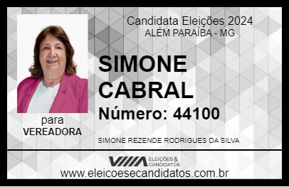 Candidato SIMONE CABRAL 2024 - ALÉM PARAÍBA - Eleições