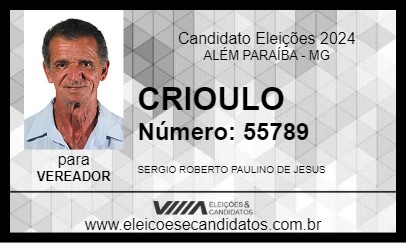 Candidato CRIOULO 2024 - ALÉM PARAÍBA - Eleições