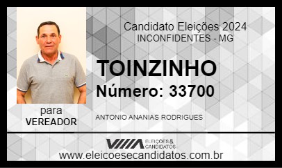 Candidato TOINZINHO 2024 - INCONFIDENTES - Eleições