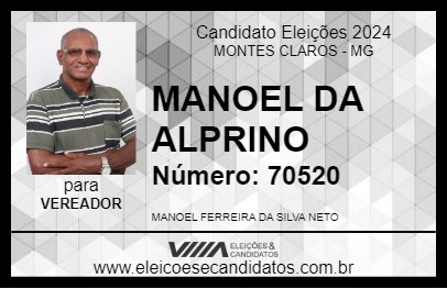 Candidato MANOEL DA ALPRINO 2024 - MONTES CLAROS - Eleições