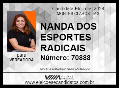 Candidato NANDA DOS ESPORTES RADICAIS 2024 - MONTES CLAROS - Eleições