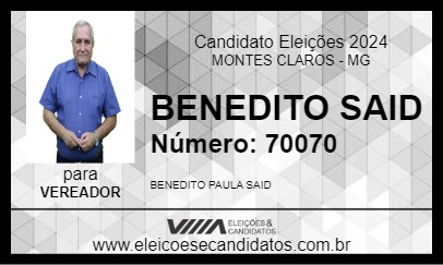 Candidato BENEDITO SAID 2024 - MONTES CLAROS - Eleições