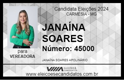 Candidato JANAÍNA SOARES 2024 - CARMÉSIA - Eleições