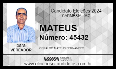 Candidato MATEUS 2024 - CARMÉSIA - Eleições