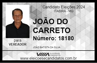 Candidato JOÃO DO CARRETO 2024 - ITABIRA - Eleições