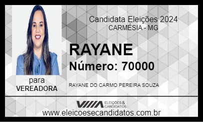 Candidato RAYANE 2024 - CARMÉSIA - Eleições