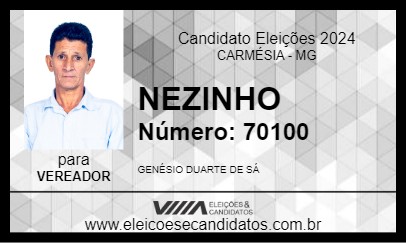 Candidato NEZINHO 2024 - CARMÉSIA - Eleições