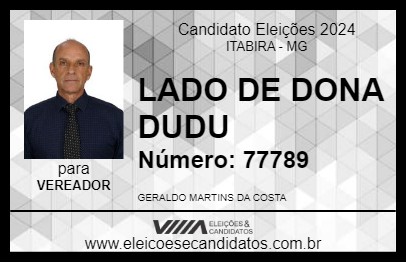 Candidato LADO DE DONA DUDU 2024 - ITABIRA - Eleições