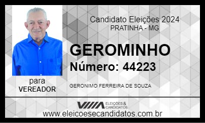 Candidato GEROMINHO 2024 - PRATINHA - Eleições