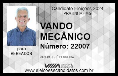 Candidato VANDO MECÂNICO 2024 - PRATINHA - Eleições