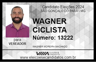 Candidato WAGNER CICLISTA 2024 - SÃO GONÇALO DO PARÁ - Eleições