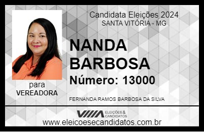 Candidato NANDA BARBOSA 2024 - SANTA VITÓRIA - Eleições