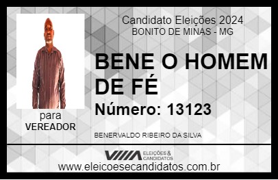 Candidato BENE O HOMEM DE FÉ 2024 - BONITO DE MINAS - Eleições