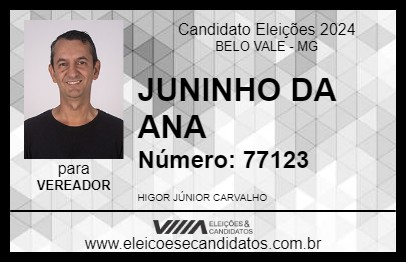 Candidato JUNINHO DA ANA 2024 - BELO VALE - Eleições