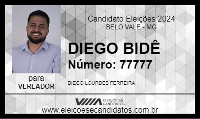 Candidato DIEGO BIDÊ 2024 - BELO VALE - Eleições