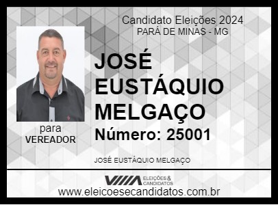 Candidato JOSÉ EUSTÁQUIO MELGAÇO 2024 - PARÁ DE MINAS - Eleições