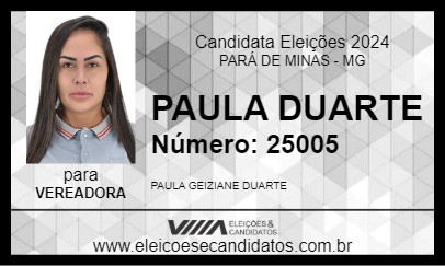 Candidato PAULA DUARTE 2024 - PARÁ DE MINAS - Eleições