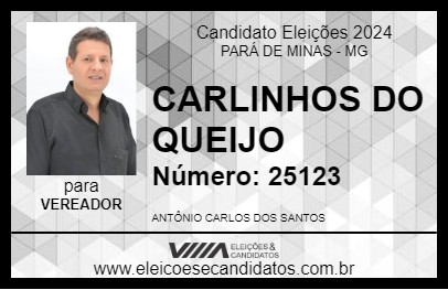 Candidato CARLINHOS DO QUEIJO 2024 - PARÁ DE MINAS - Eleições