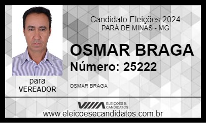 Candidato OSMAR BRAGA 2024 - PARÁ DE MINAS - Eleições