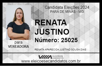 Candidato RENATA JUSTINO 2024 - PARÁ DE MINAS - Eleições