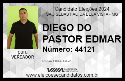 Candidato DIEGO DO PASTOR EDMAR 2024 - SÃO SEBASTIÃO DA BELA VISTA - Eleições