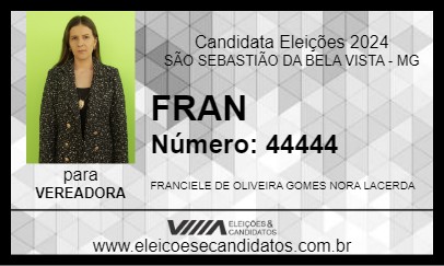 Candidato FRAN 2024 - SÃO SEBASTIÃO DA BELA VISTA - Eleições