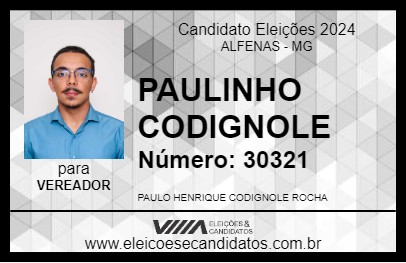 Candidato PAULINHO CODIGNOLE 2024 - ALFENAS - Eleições