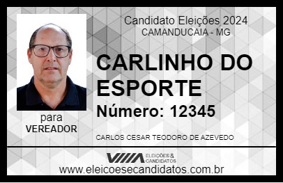 Candidato CARLINHO DO ESPORTE 2024 - CAMANDUCAIA - Eleições