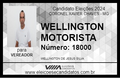 Candidato WELLINGTON MOTORISTA 2024 - CORONEL XAVIER CHAVES - Eleições