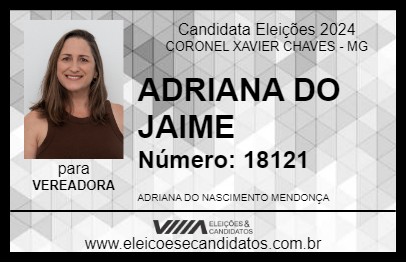 Candidato ADRIANA DO JAIME 2024 - CORONEL XAVIER CHAVES - Eleições