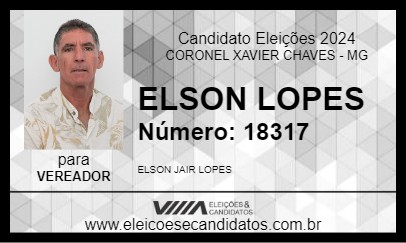 Candidato ELSON LOPES 2024 - CORONEL XAVIER CHAVES - Eleições