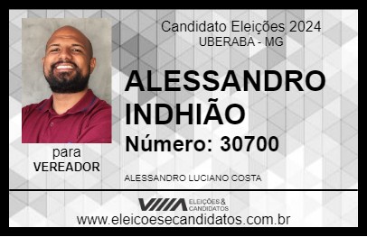 Candidato ALESSANDRO INDHIÃO 2024 - UBERABA - Eleições