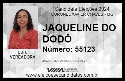 Candidato JAQUELINE DO DODÔ 2024 - CORONEL XAVIER CHAVES - Eleições