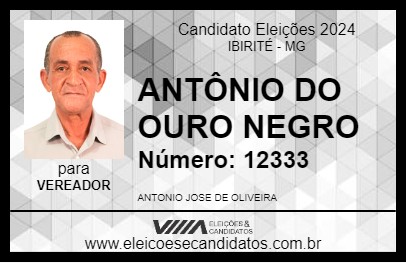 Candidato ANTÔNIO DO OURO NEGRO 2024 - IBIRITÉ - Eleições