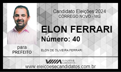 Candidato ELON FERRARI 2024 - CÓRREGO NOVO - Eleições