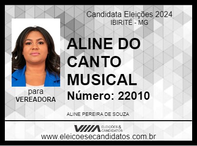 Candidato ALINE DO CANTO MUSICAL 2024 - IBIRITÉ - Eleições