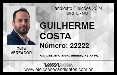 Candidato GUILHERME COSTA 2024 - IBIRITÉ - Eleições